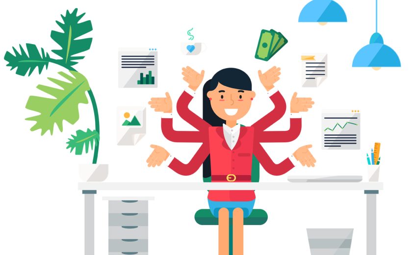 Female Employee With Computer